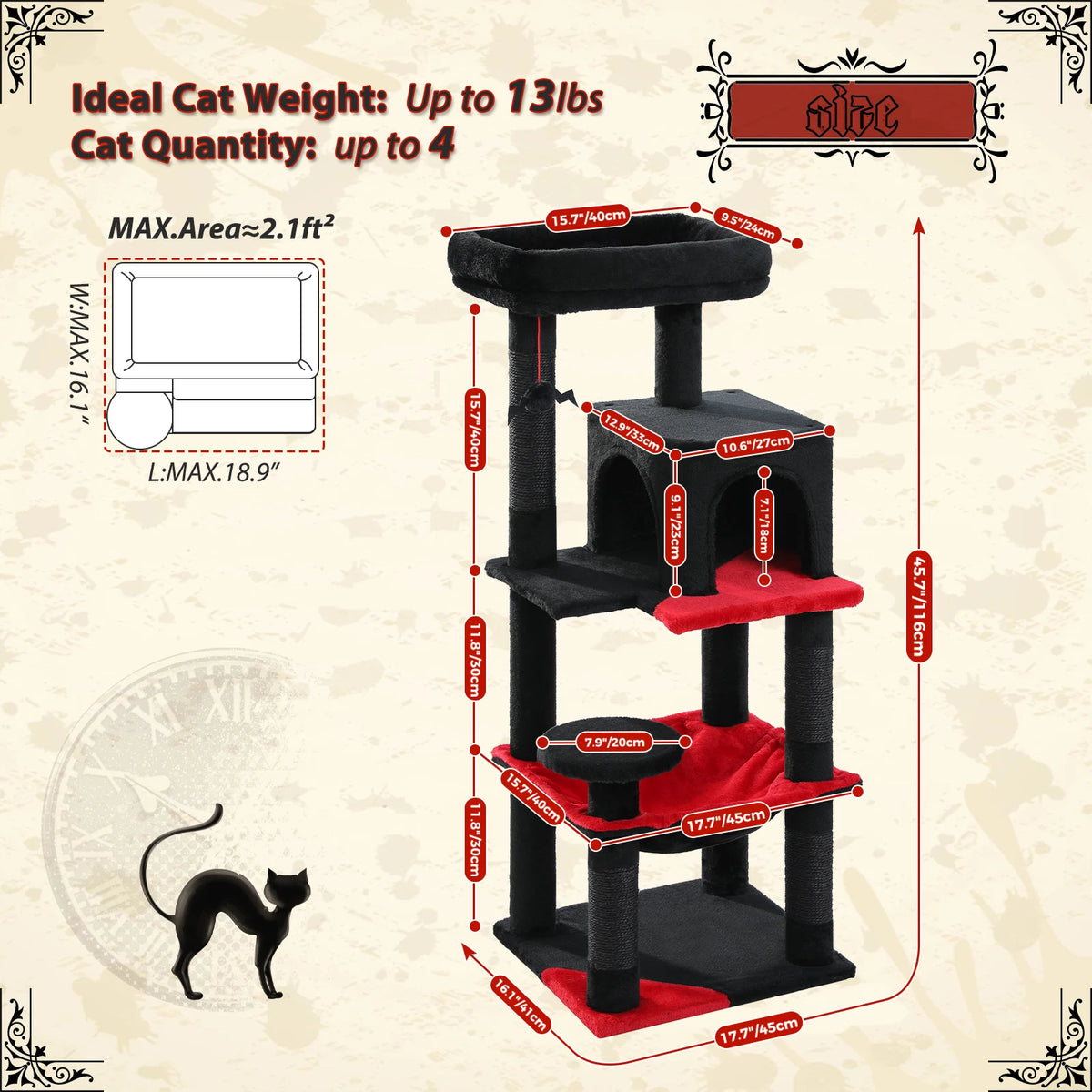 PAWZ Road Gothic Cat Tree With Hammock And Scratching Posts