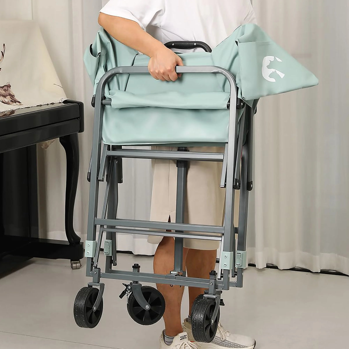 DishyKooker Foldable Portable Dog Bath Tub with Rolling Cart