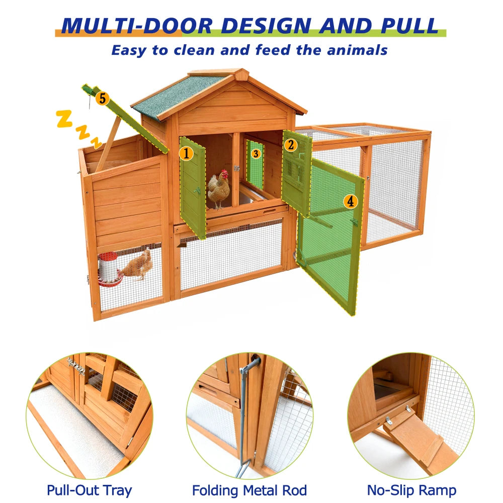 Chicken Coop Nest Box Removable Tray Outdoor Weatherproof Hen House