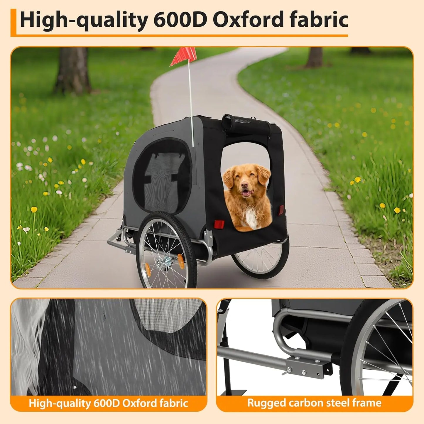 HiMISS Dog Bike Trailer And Jogging Stroller With Waterproof Canopy