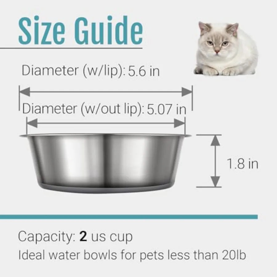 Nonslip Stainless Steel Dog Cat Bowls Silicone Bottom Stackable Design
