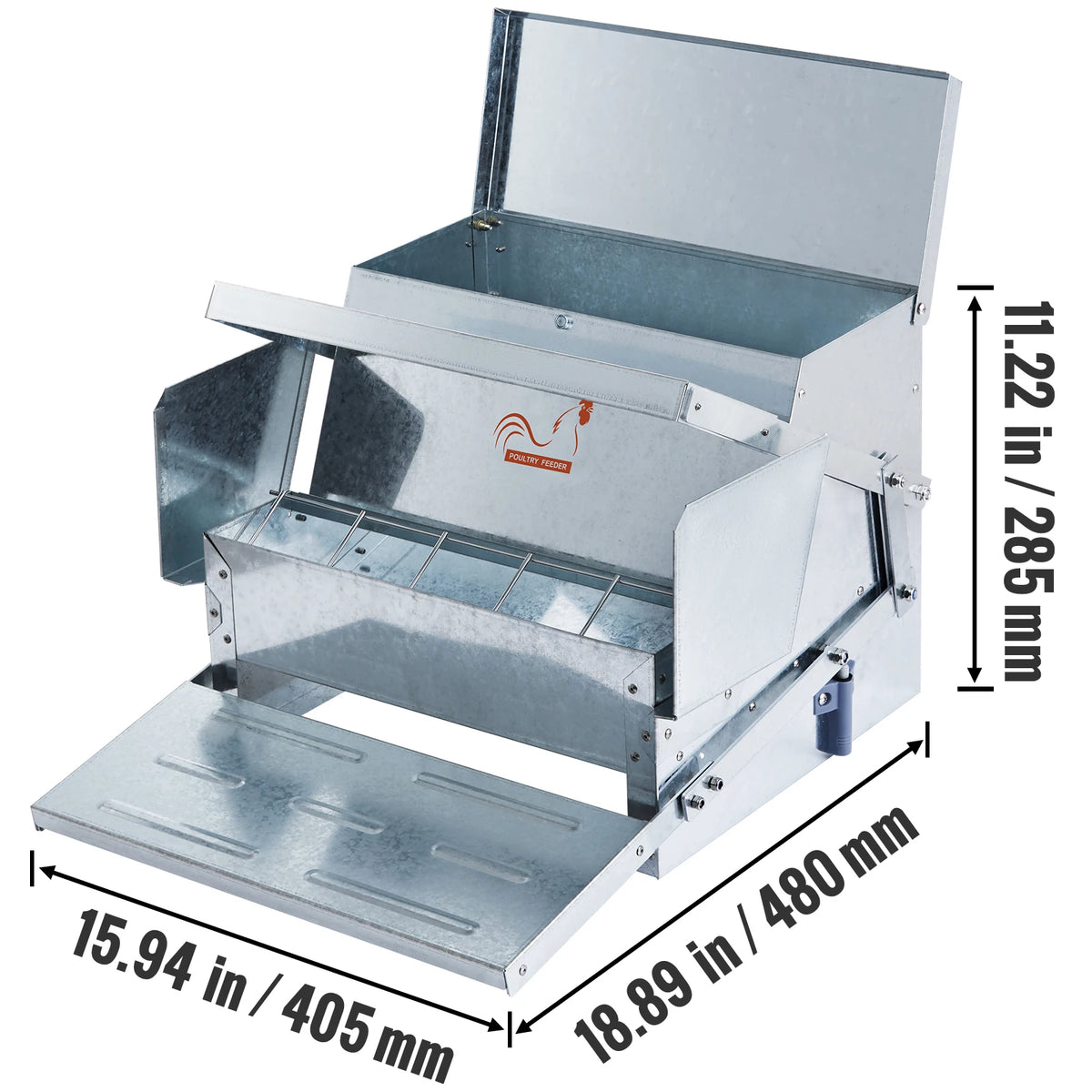 SucceBuy Galvanized Steel Chicken Feeder For Poultry Coops