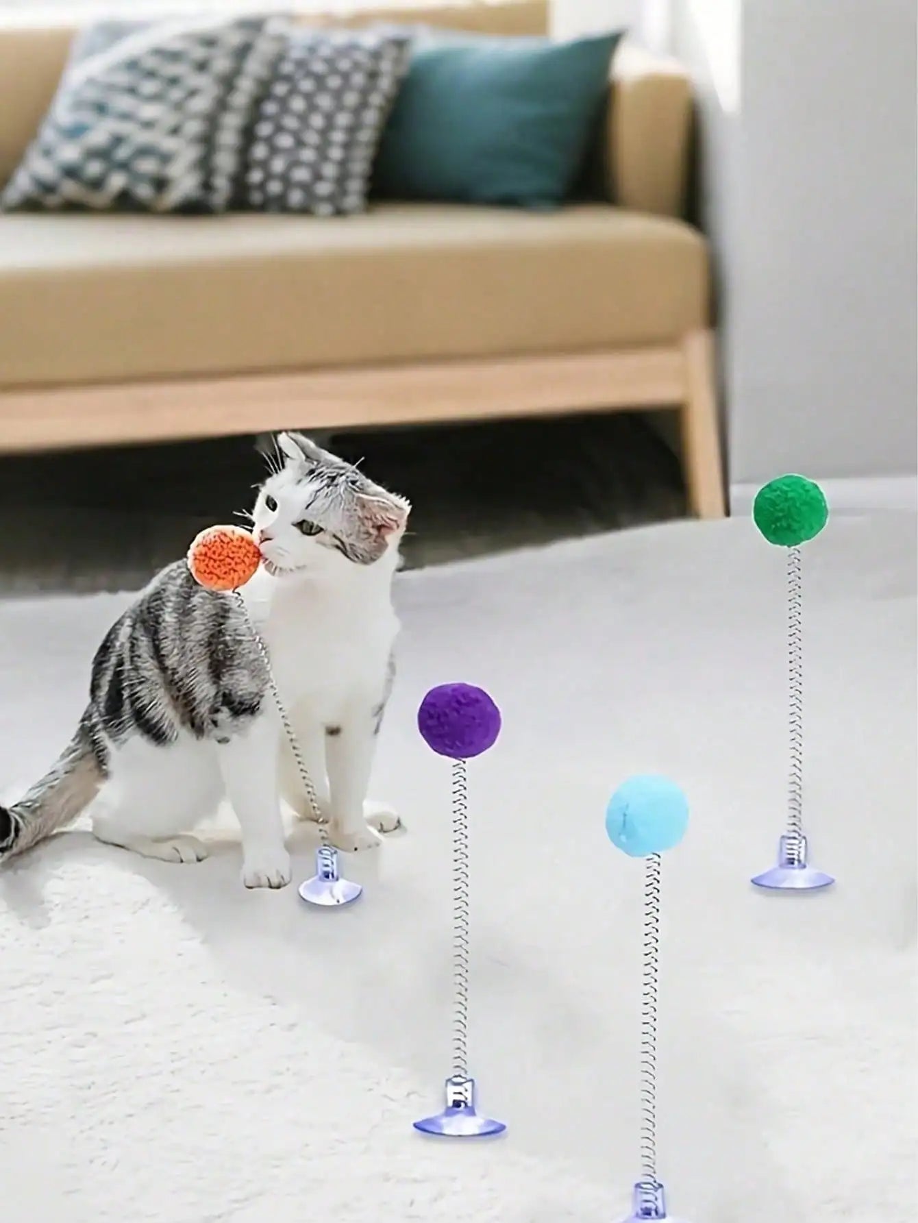 Interactive Cat Toy With Metal Teaser Wand And Plush Ball