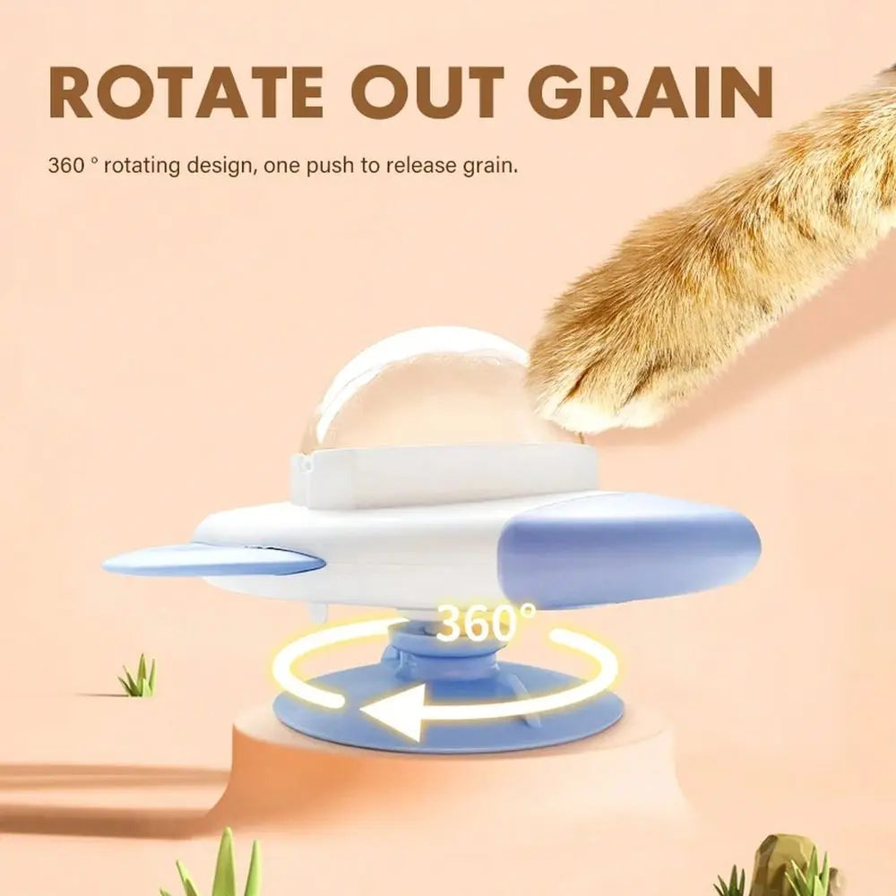 Rotatable Cat Dog Food Dispensing Toy Educational Nylon Ceiling Mount