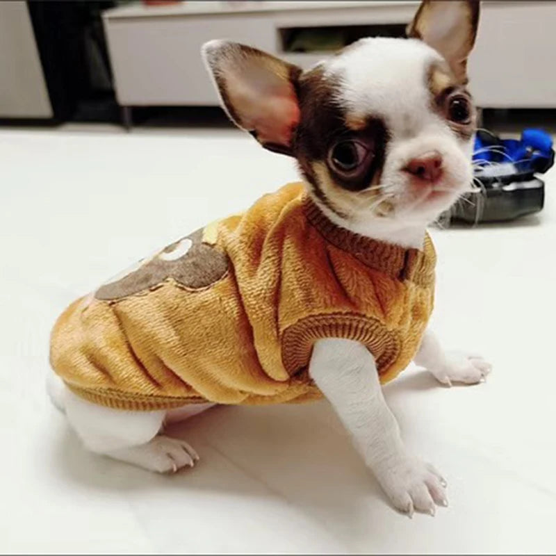 Stylish Printed Fleece Dog Sweater For Small Dog Breeds