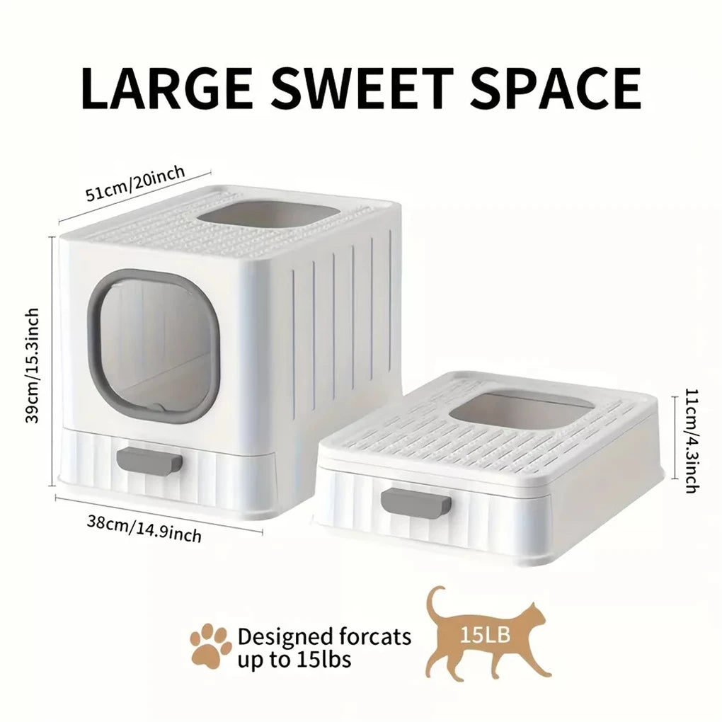 Fully Enclosed Cat Litter Box With Pull Drawer And Lid
