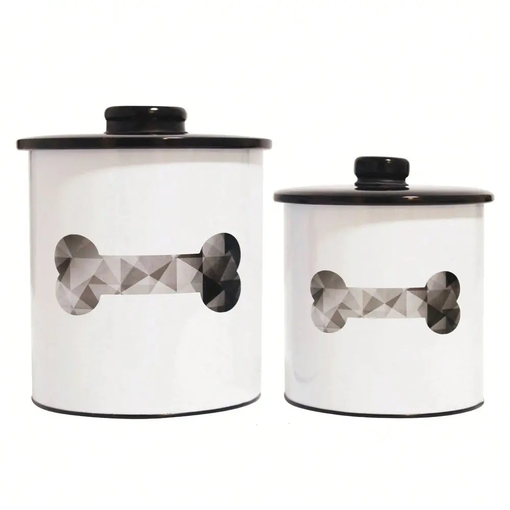 Round Tin Dog Treat Storage Jar With Secure Lid