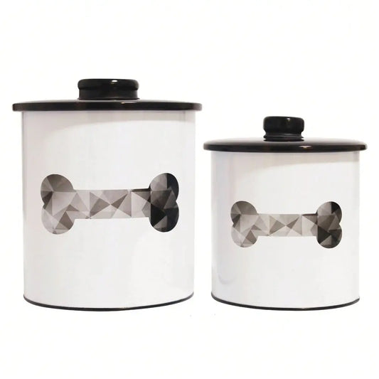 Round Tin Dog Treat Storage Jar With Secure Lid