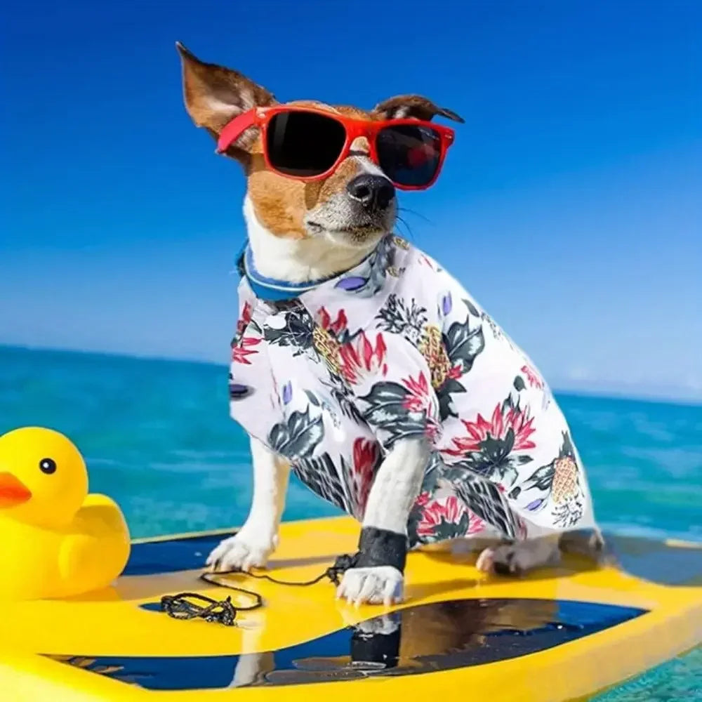 Breathable Hawaiian Floral Pet Shirts Set For Dogs And Cats