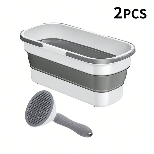 Portable Collapsible Dog Bathing Tub With Drain Plug And Handle