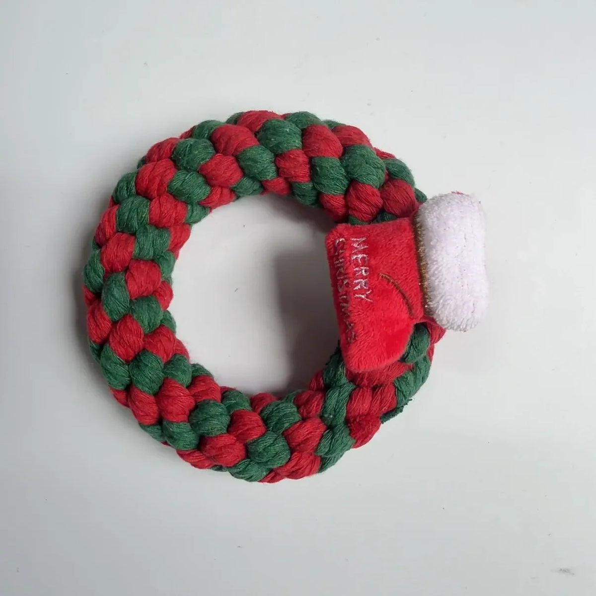 Christmas Dog Cotton Rope Knot Toy for Chewing and Play