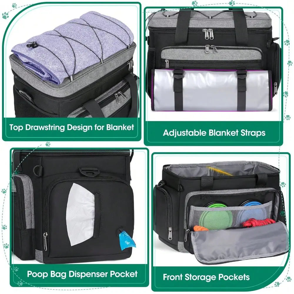 Multi Pocket Dog Travel Bag And Storage Organizer Set