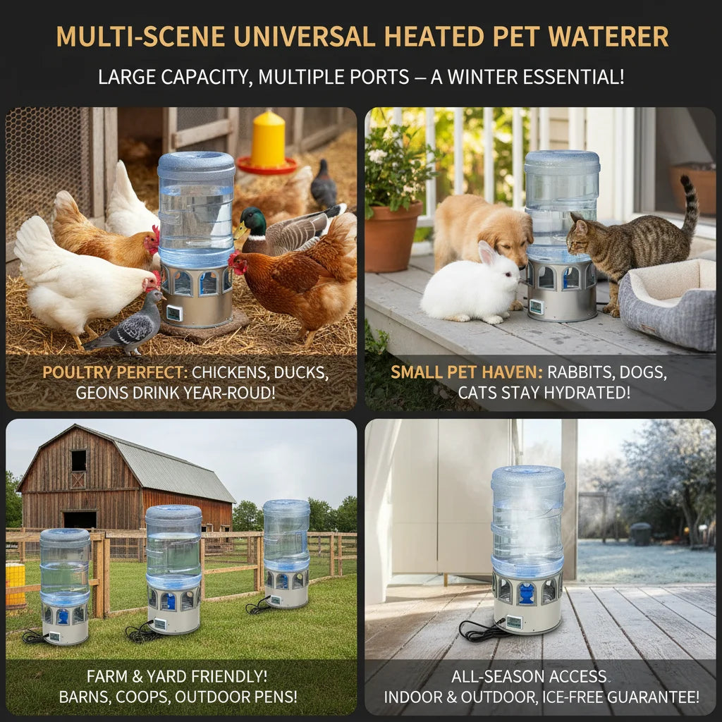 Automatic Stainless Steel Heated Poultry Waterer With Digital Thermostat