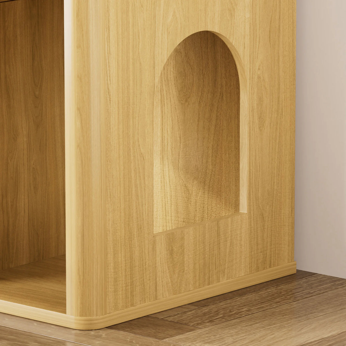 Modern Cat Litter Cabinet With Integrated Tree And Storage Shelves