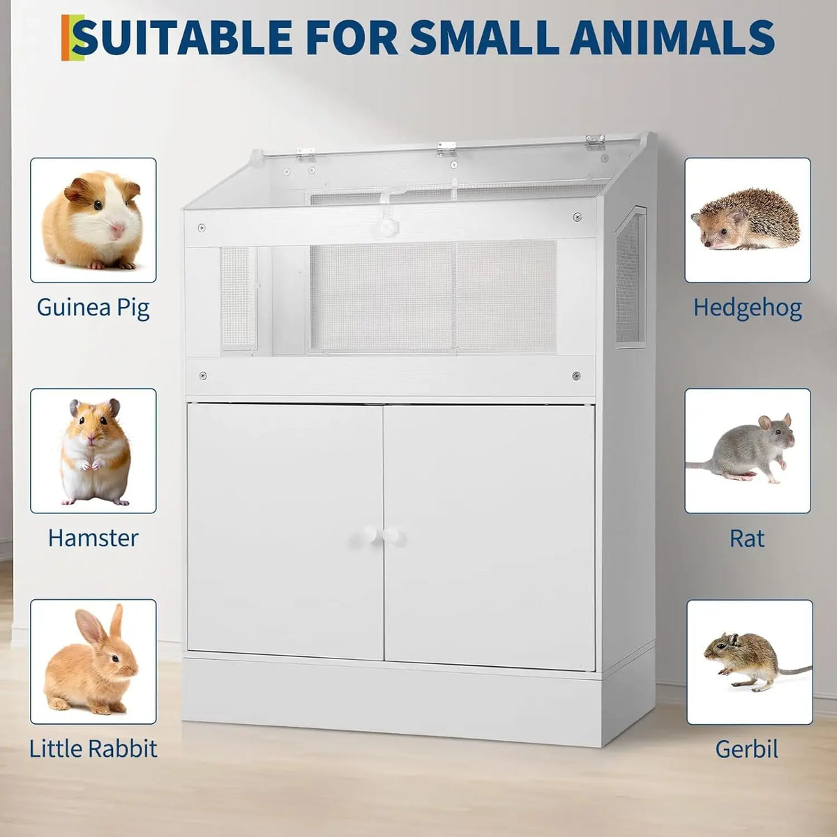 HiMiss Large Acrylic Small Animal Cage With Storage Cabinet