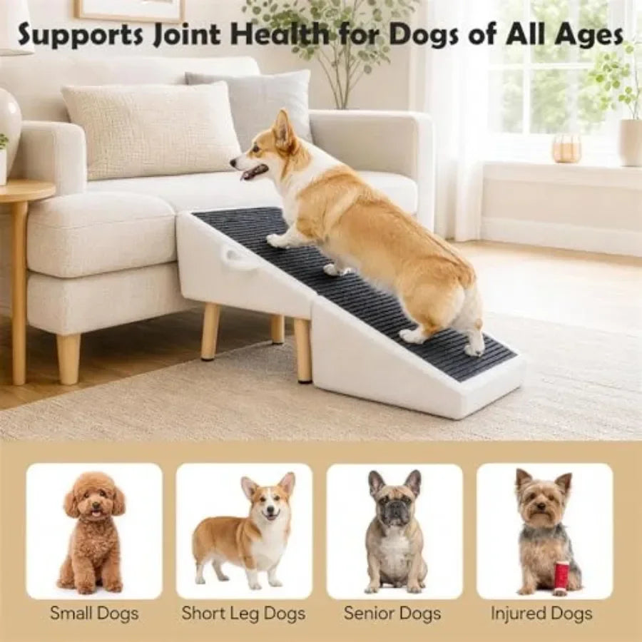 Sturdy Wooden Pet Stairs And Ottoman Ramp For Dogs