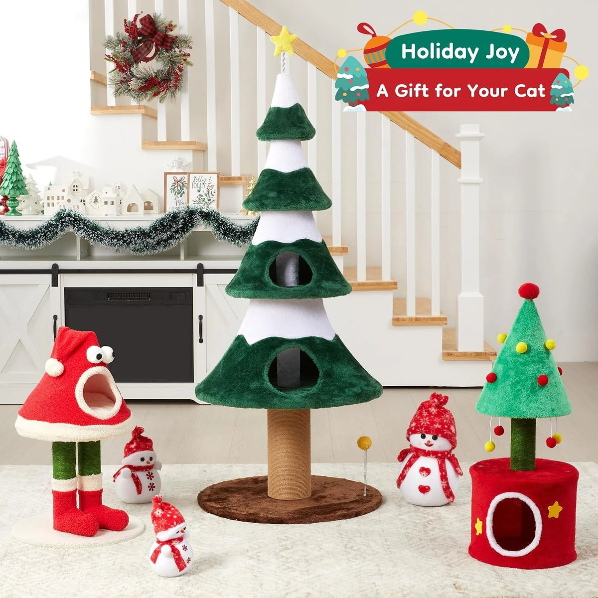 Heavy Duty Wooden Cat Tree With Sisal Scratching Posts