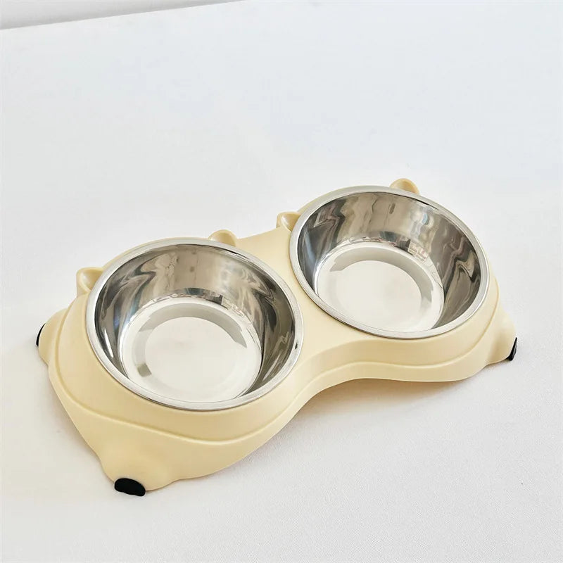 Stainless Steel Double Pet Feeding Bowl for Cats and Dogs