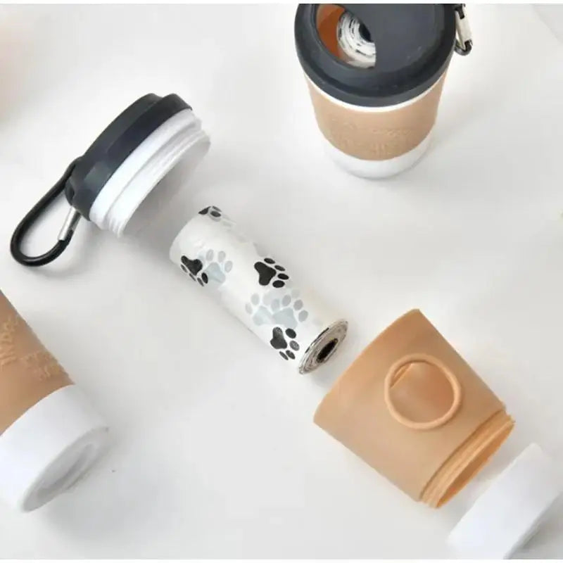 Portable Dog Poop Bag Dispenser Coffee Cup Waste Storage Box