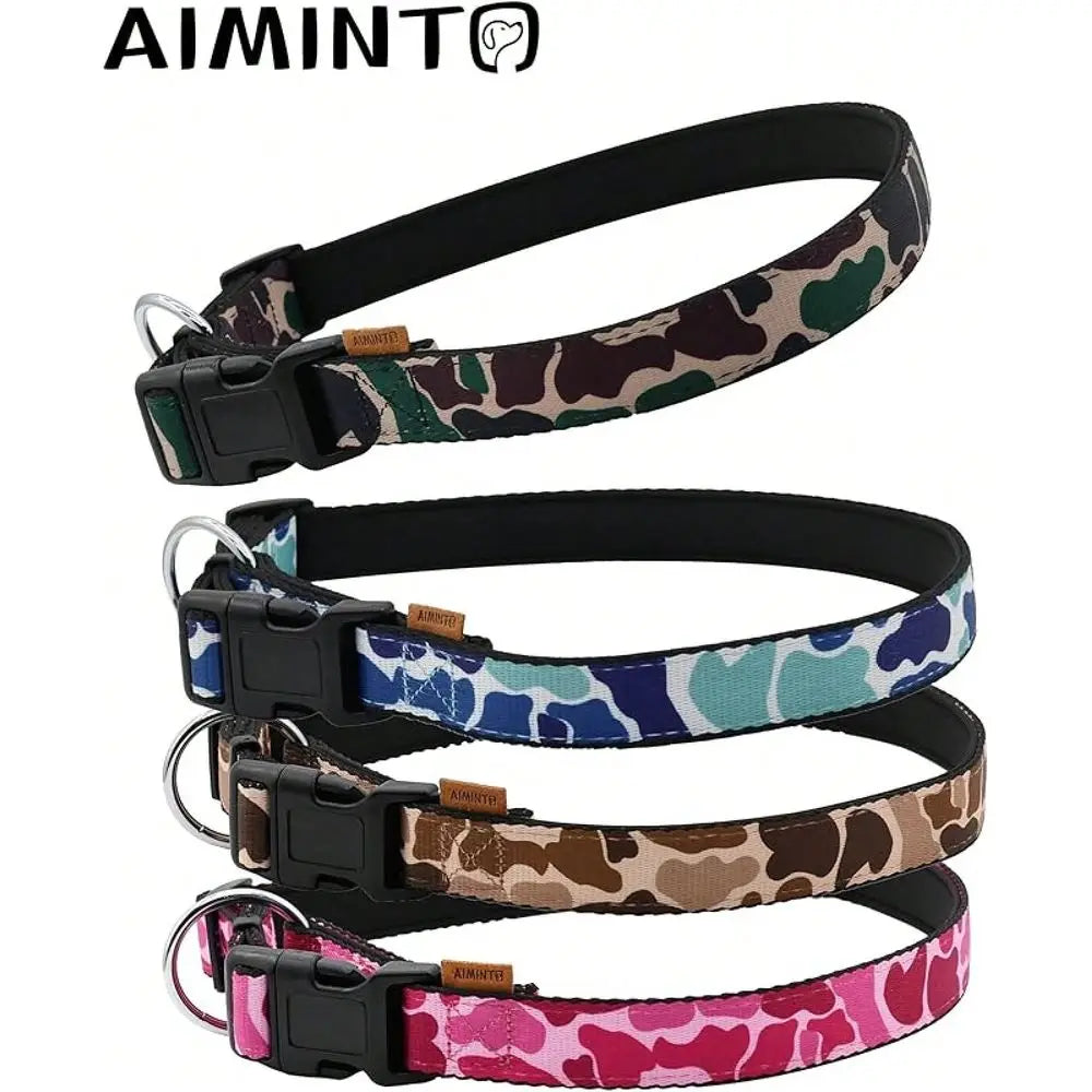 Soft Adjustable Camouflage Dog Collar With Quick Release Buckle