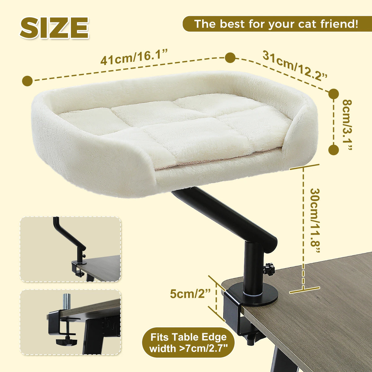 Pawz Road Adjustable Rotating Cat Desk Bed Plush Hammock Stand