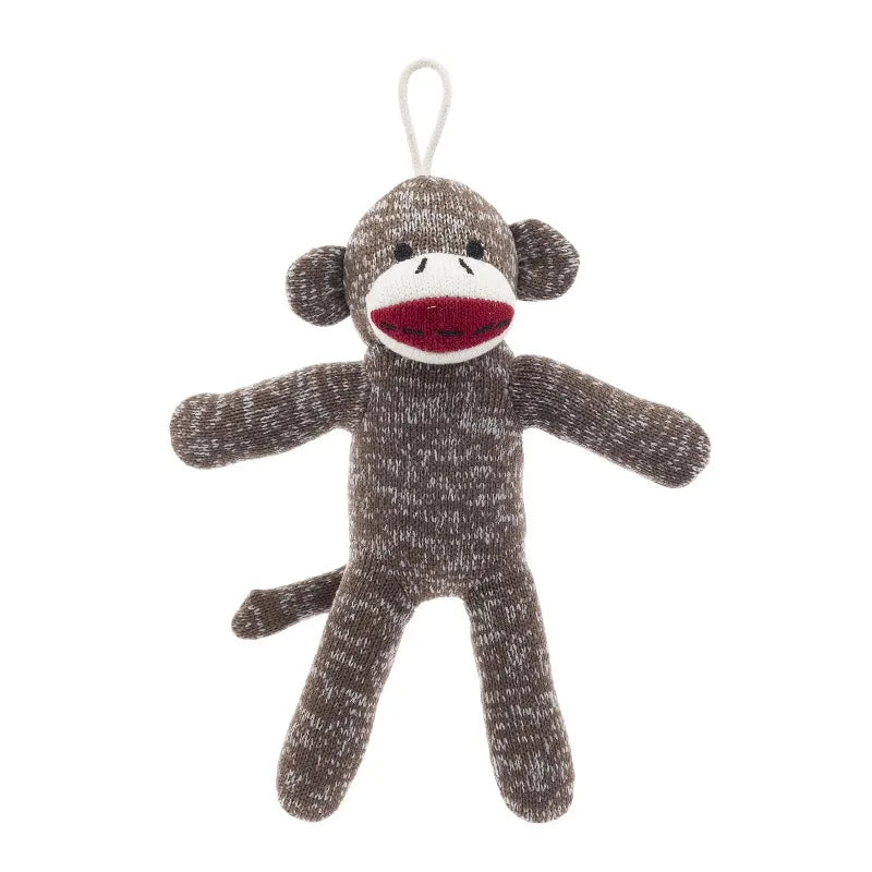 Sock Monkey Plush Dog Toy With Squeaker For Gentle Chewers