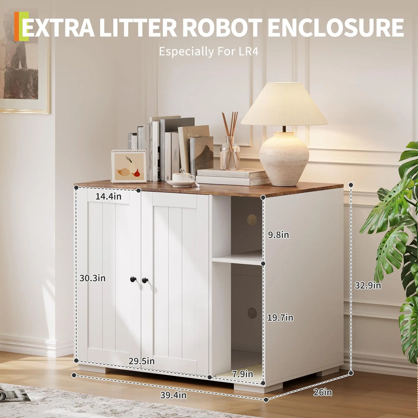 HiMISS Cat Litter Enclosure Litter Robot 3/4 Power Outlet