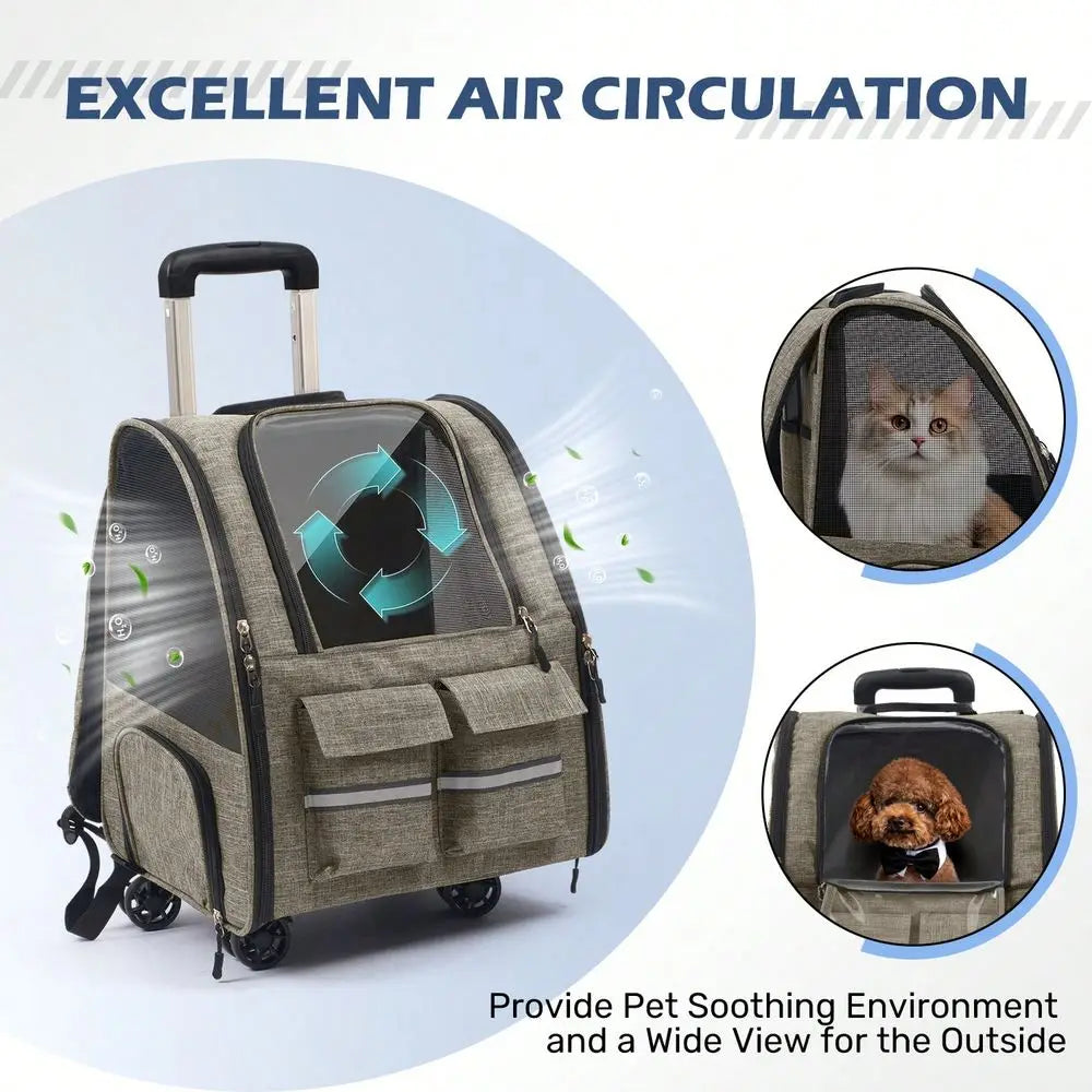 Airline Approved Rolling Pet Carrier With Telescopic Handle