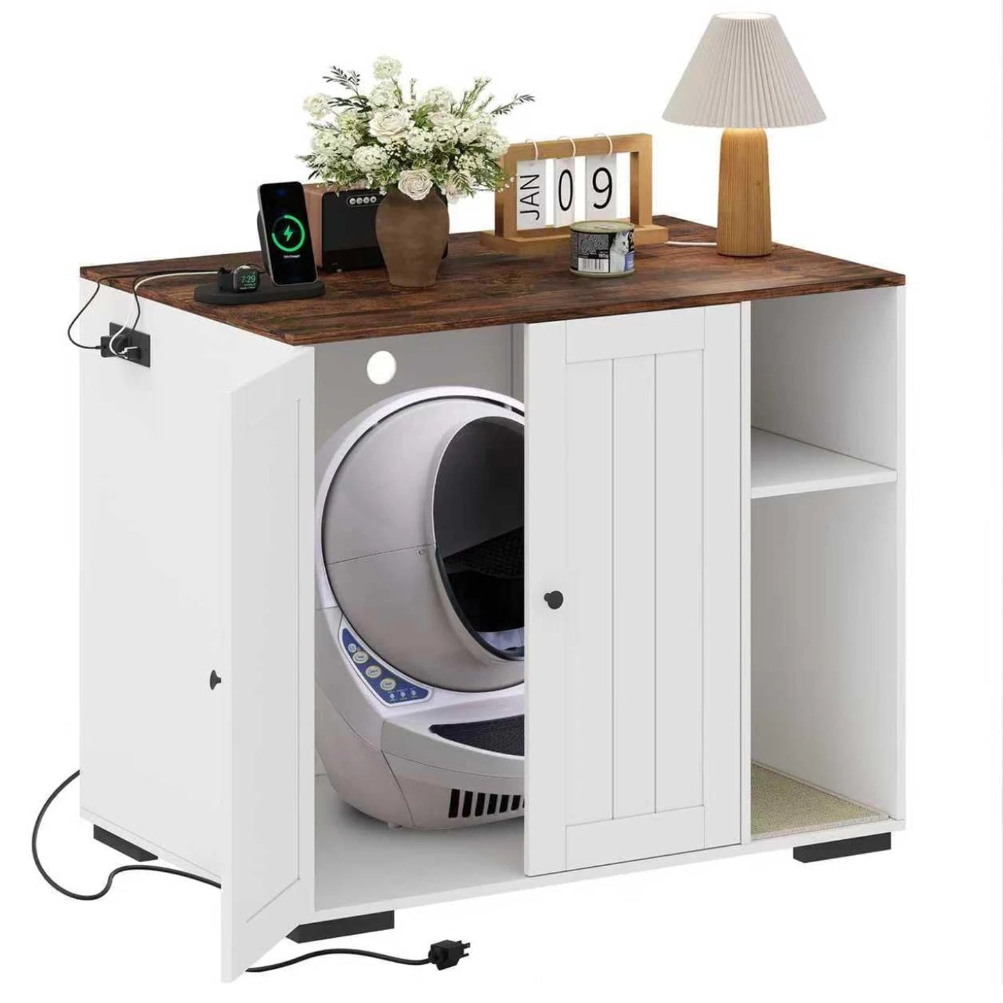 HiMISS Cat Litter Enclosure Litter Robot 3/4 Power Outlet