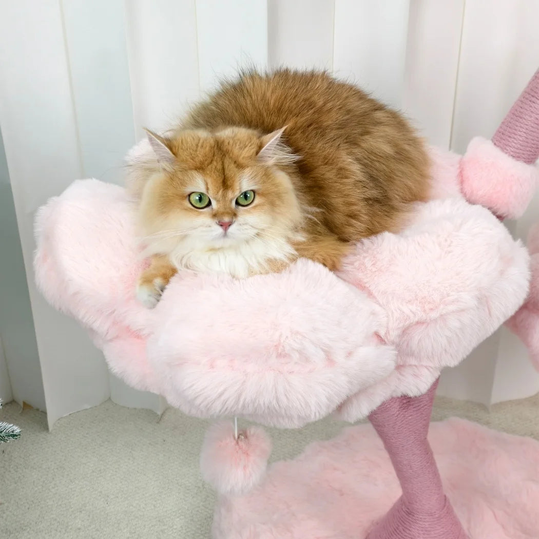 BORWART Four Tier Cat Tree Tower With Scratching Post And Bed