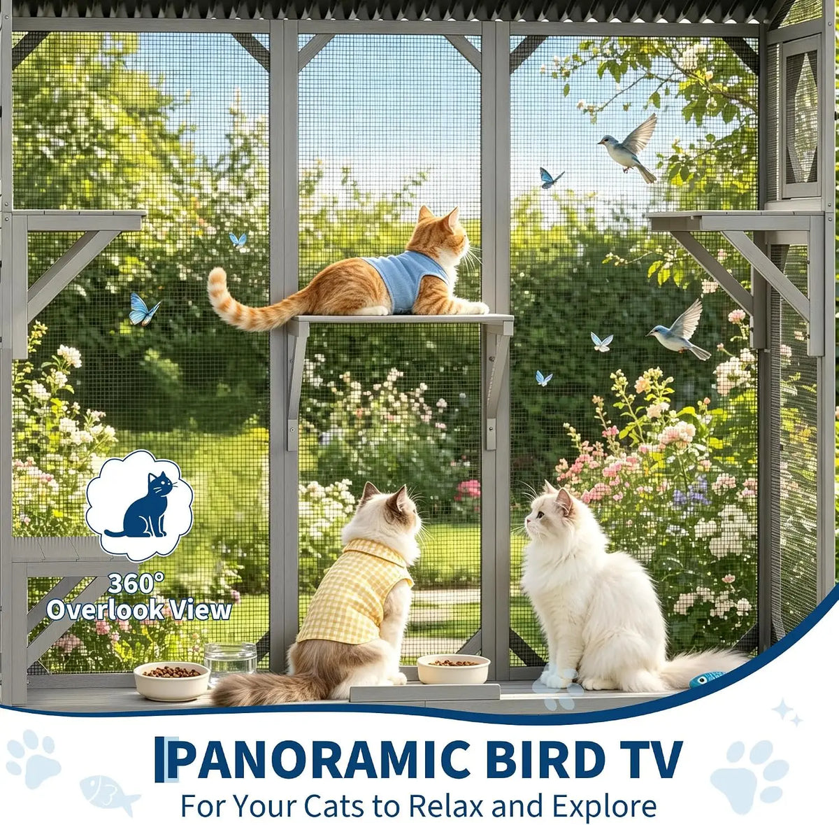 Spacious Wooden Window Catio Enclosure For Indoor Cats Relaxation