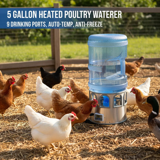 Automatic Stainless Steel Heated Poultry Waterer With Digital Thermostat