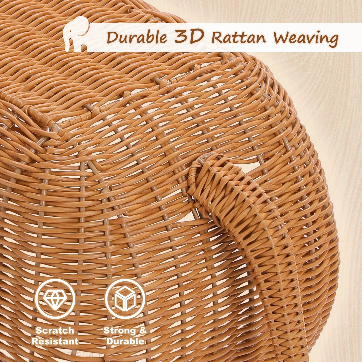 Pawz Road Elephant Rattan Cat Condo With Thick Plush Cushion