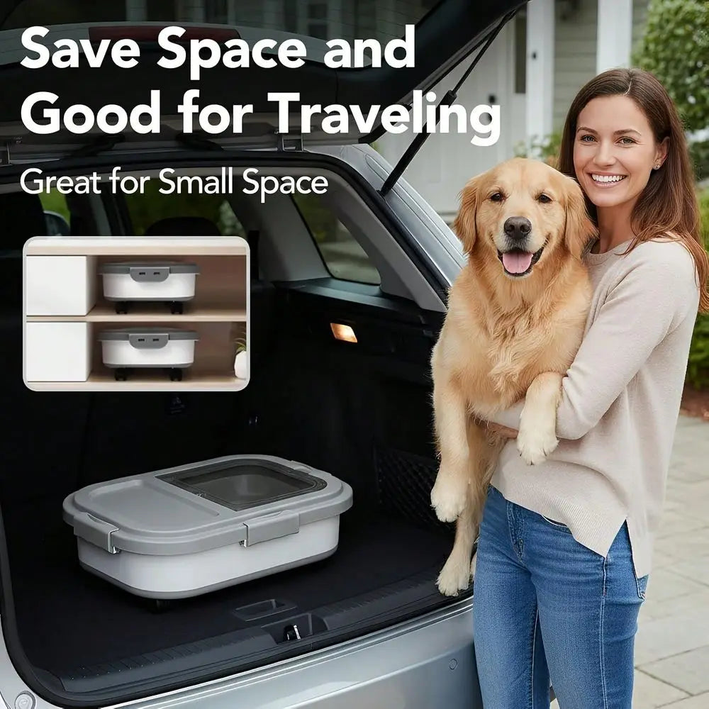Collapsible Airtight Wooden Dog Food Storage Container