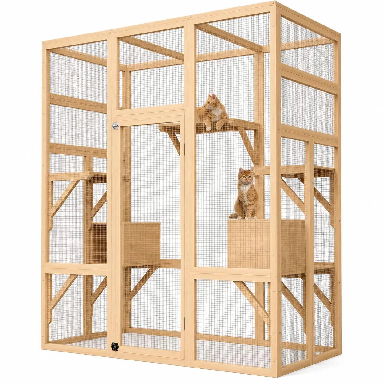 Himiss 70 Inch Outdoor Catio Wooden Cat Enclosure With Roof