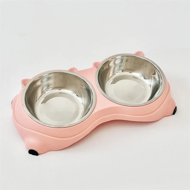 Stainless Steel Double Pet Feeding Bowl for Cats and Dogs