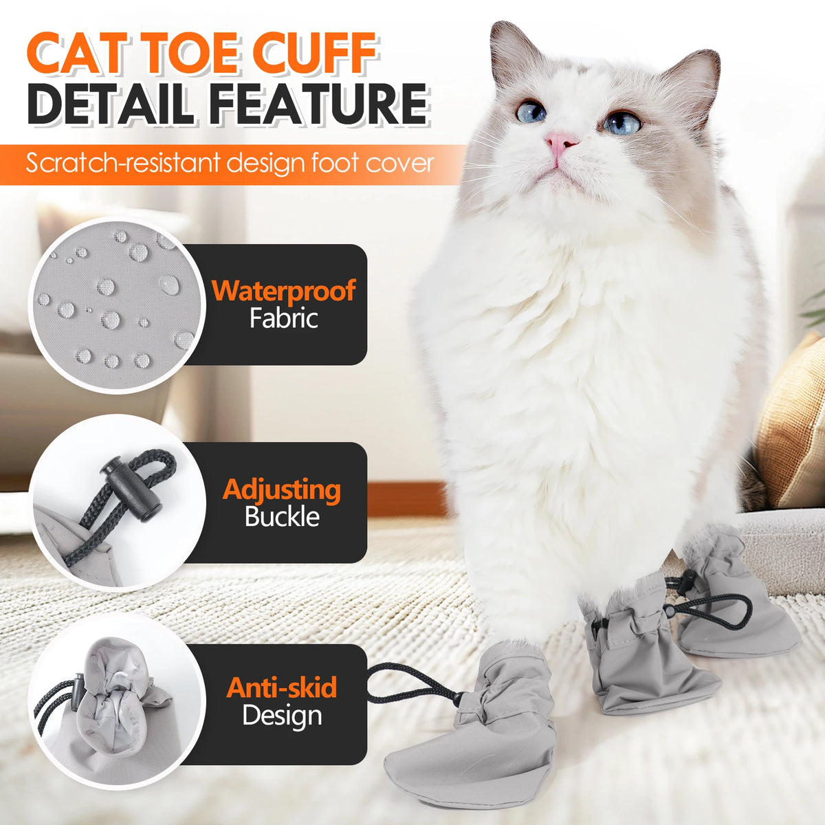 Waterproof Anti Scratch Cat Paw Covers With Adjustable Drawstrings