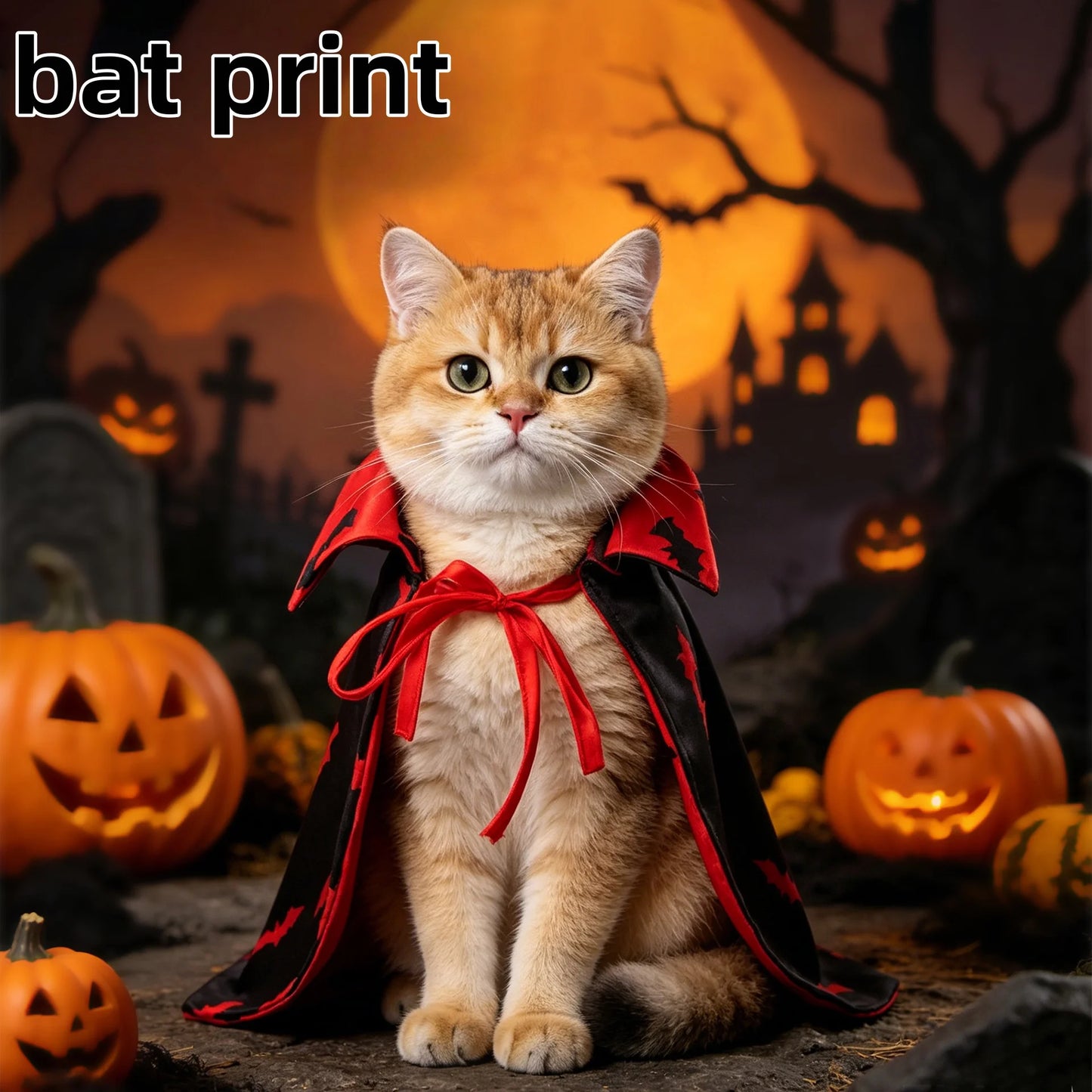 Halloween Reversible Bat Vampire Cape Costume For Cats And Dogs