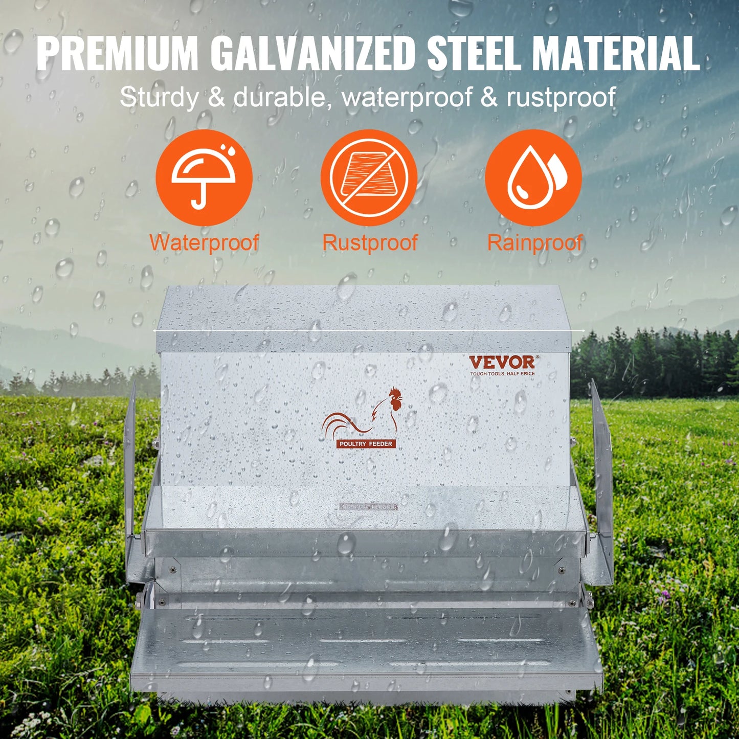 SucceBuy Galvanized Steel Chicken Feeder For Poultry Coops