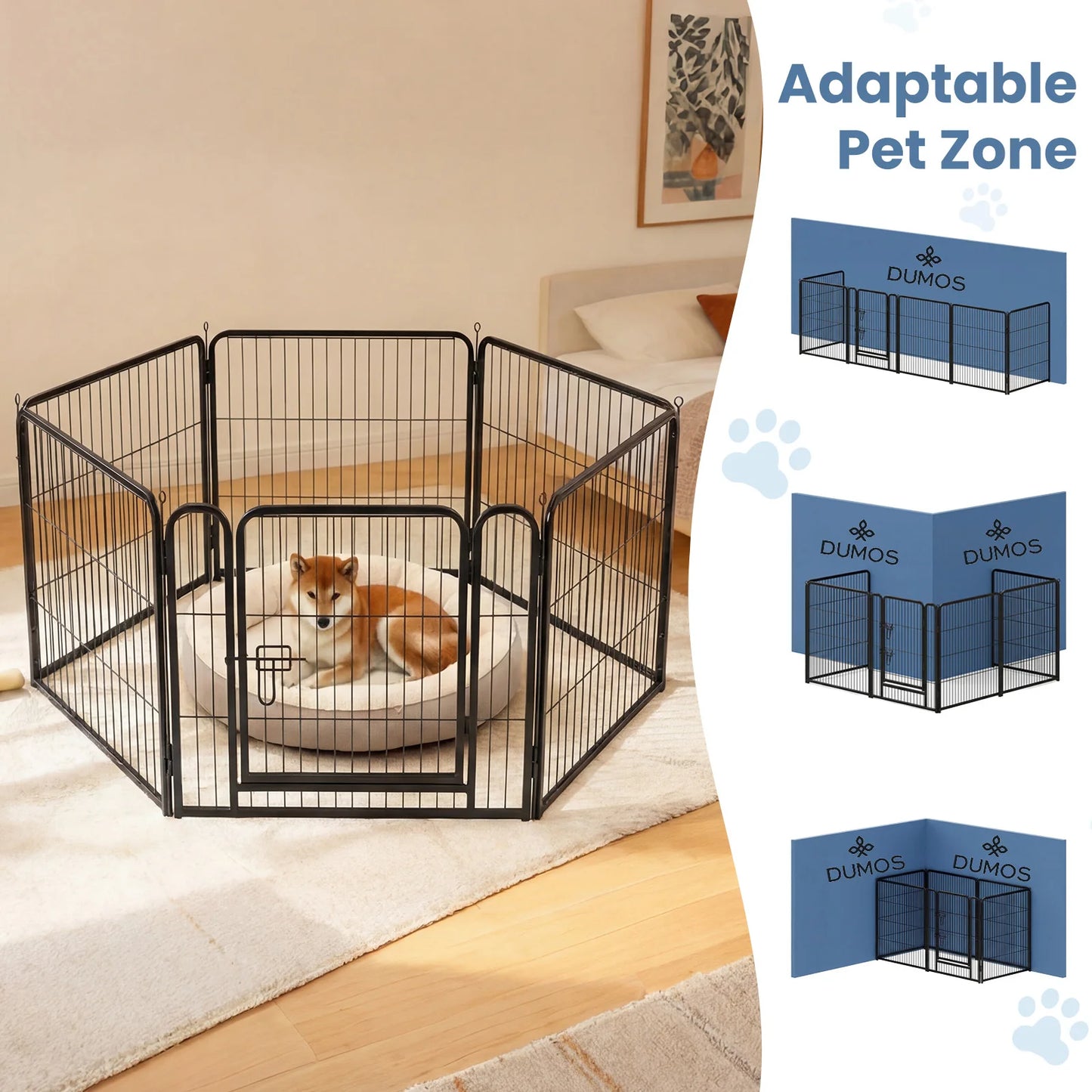 JHK Foldable Metal Dog Playpen For Indoor Outdoor Pet Exercise