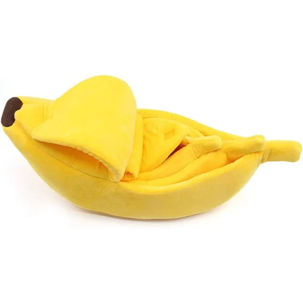 Cozy Winter Banana Pet Bed With Soft Coral Fleece Cover