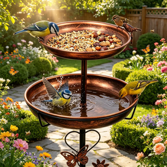 Double Layer Bird Feeder And Bath Stand For Garden Patios