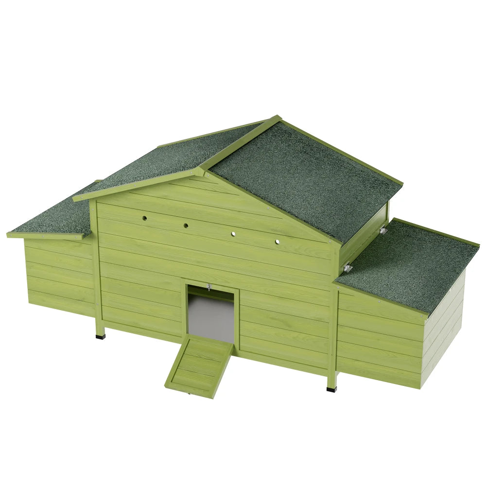 Outdoor Wooden Chicken Coop With Dual Nesting Boxes And Secure Door