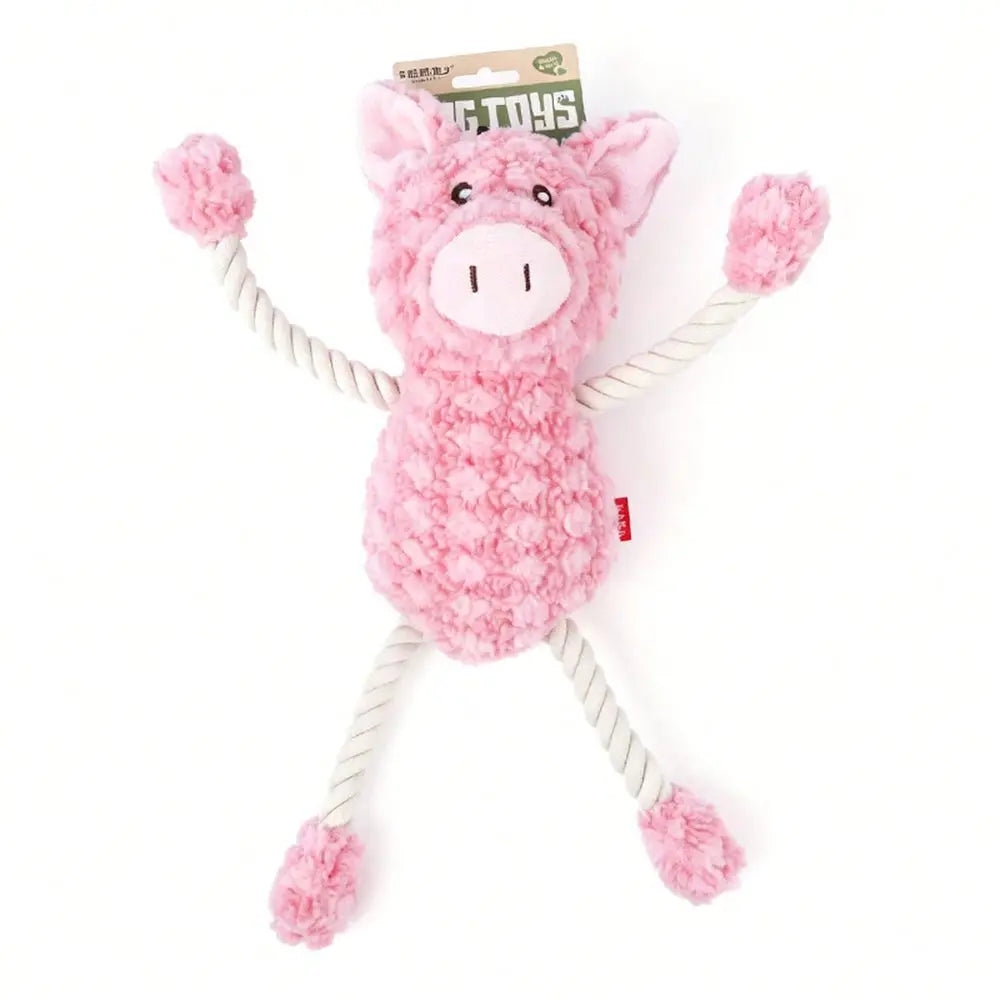 Interactive Cotton Rope Sound Piggy Stuffed Plush Toy
