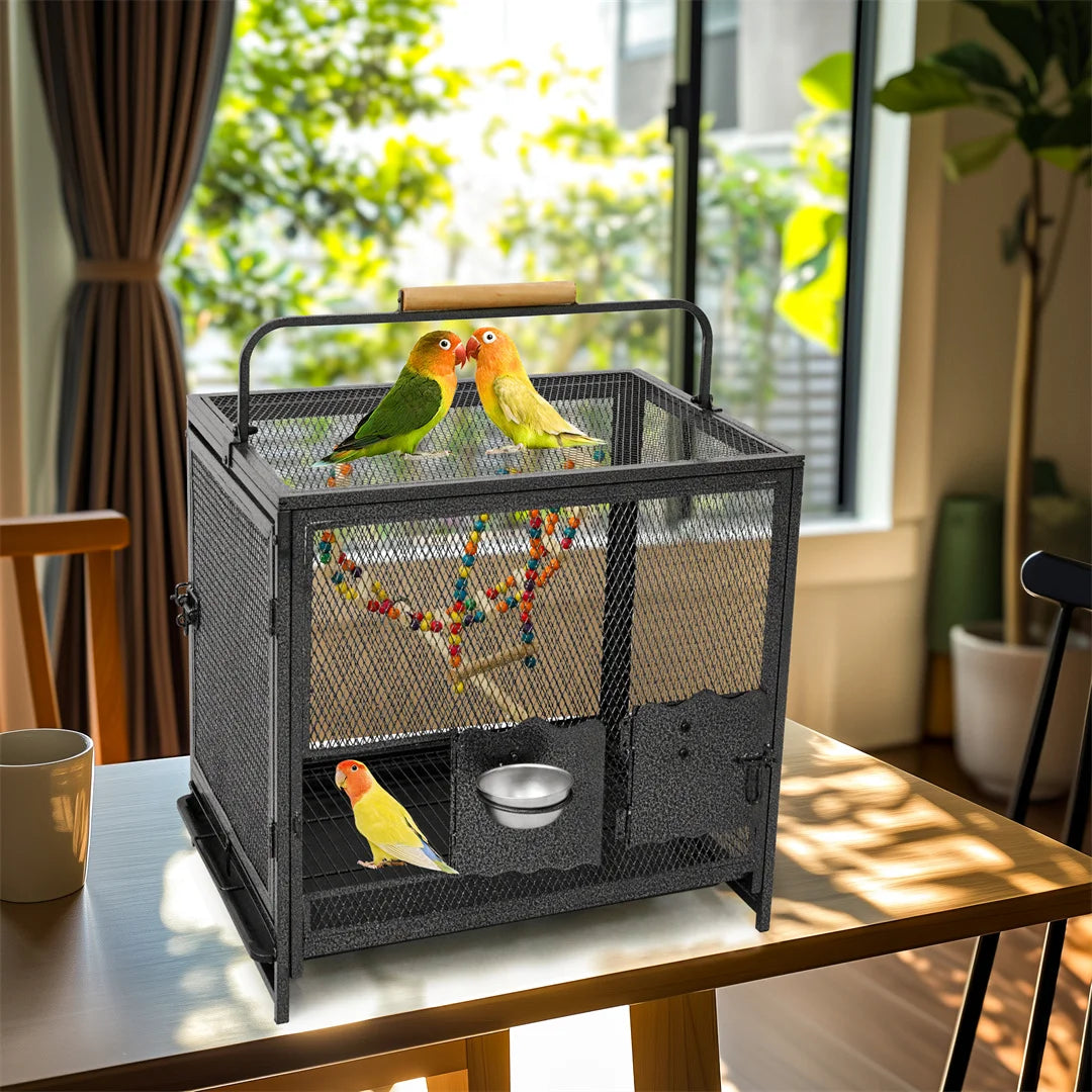 Portable Metal Bird Flight Cage With Perch And Hammock Toy