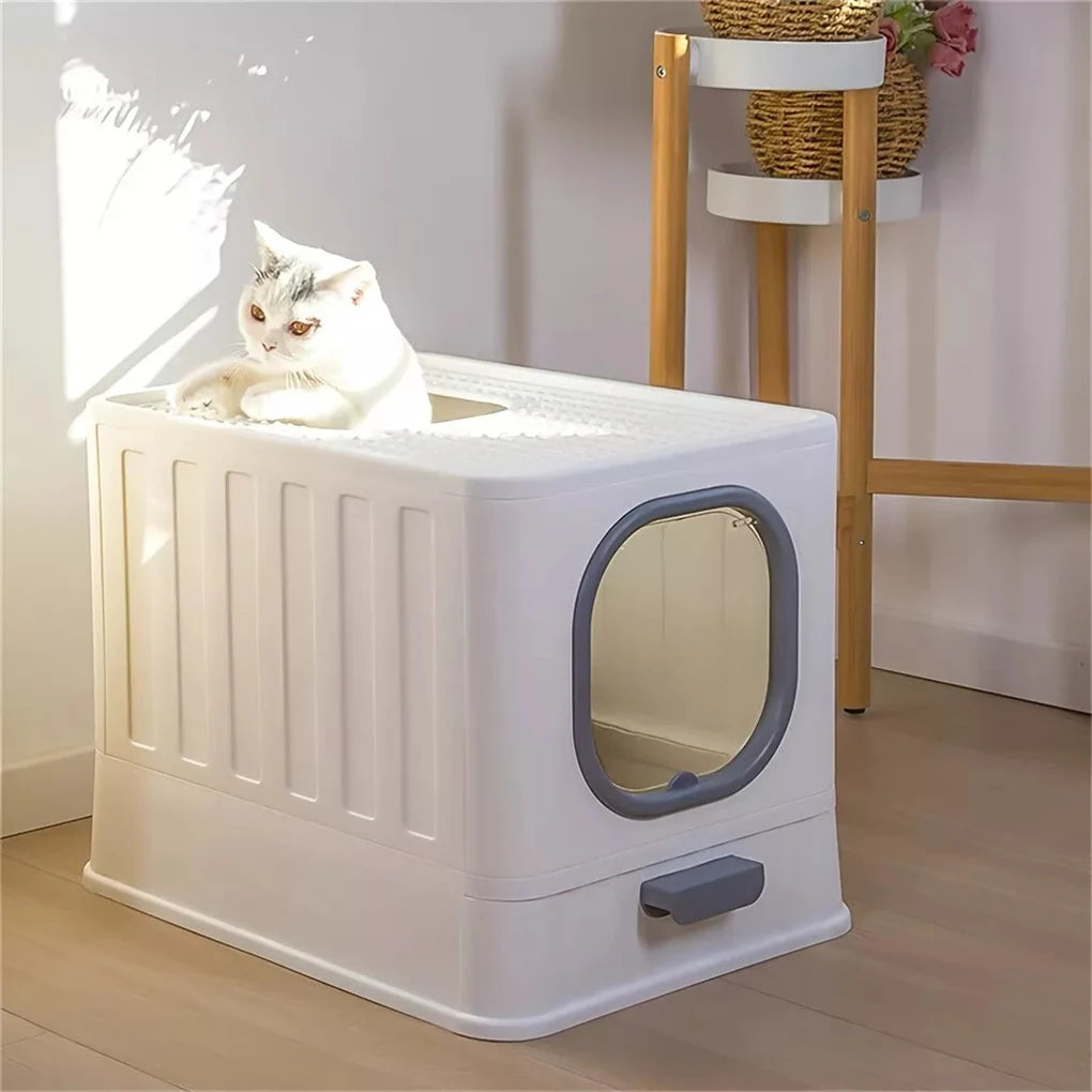 Fully Enclosed Cat Litter Box With Pull Drawer And Lid