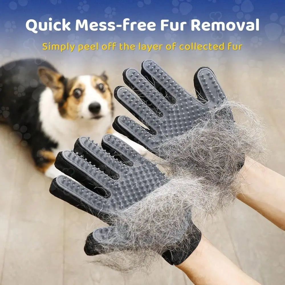 Pet Hair Remover Gloves Shedding Brush For Dogs Cats Horses