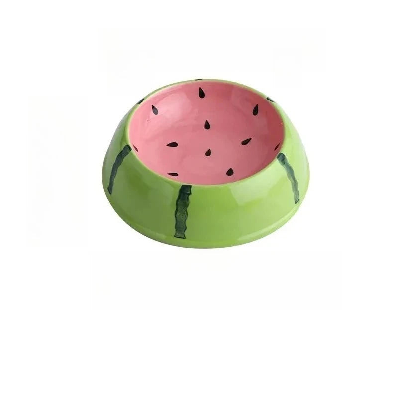 Fruit Shaped Ceramic Cat And Dog Slow Feeder Bowl