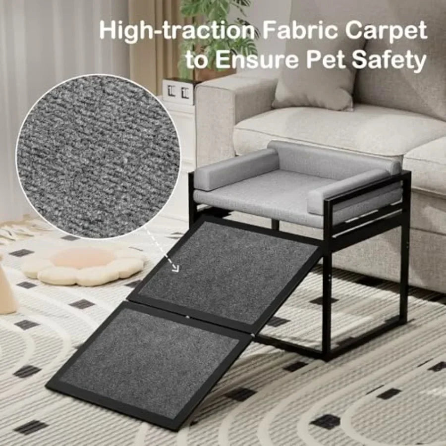Reinforced Non Slip Dog Ramp For Beds With Washable Cushion