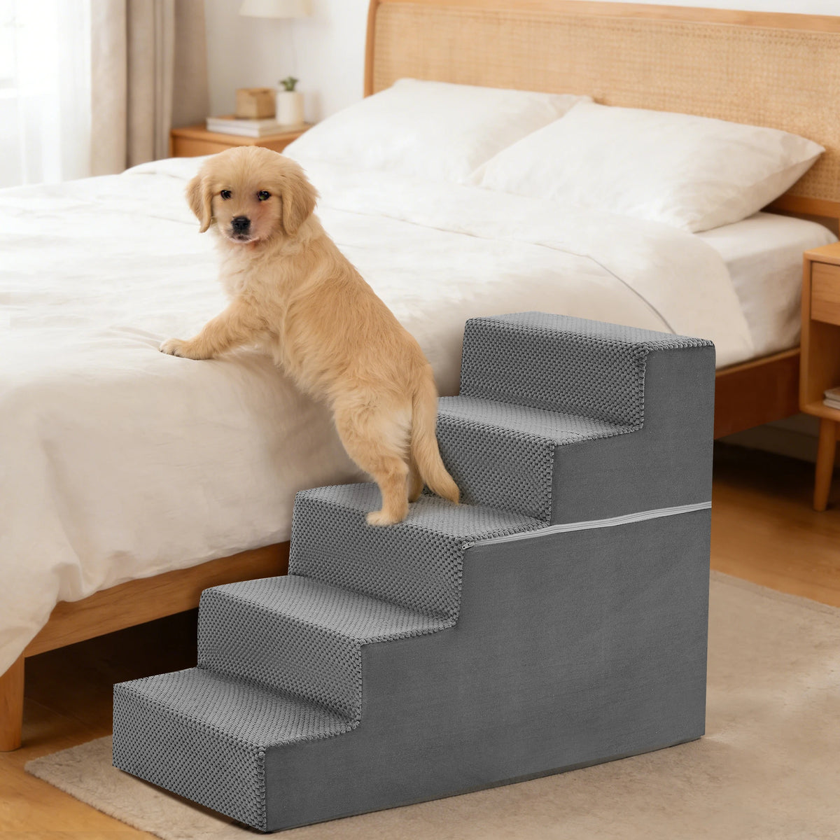 Soft Curved Dog Stairs For Pets Indoor Non Slip Ramp